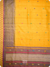 Chikoo Orange Red Purple Anjana Handspun Tussar Silk Saree
