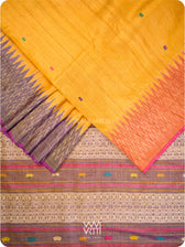 Chikoo Orange Red Purple Anjana Handspun Tussar Silk Saree