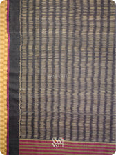 Black Small Manira Ikat Handspun Tussar Silk Saree