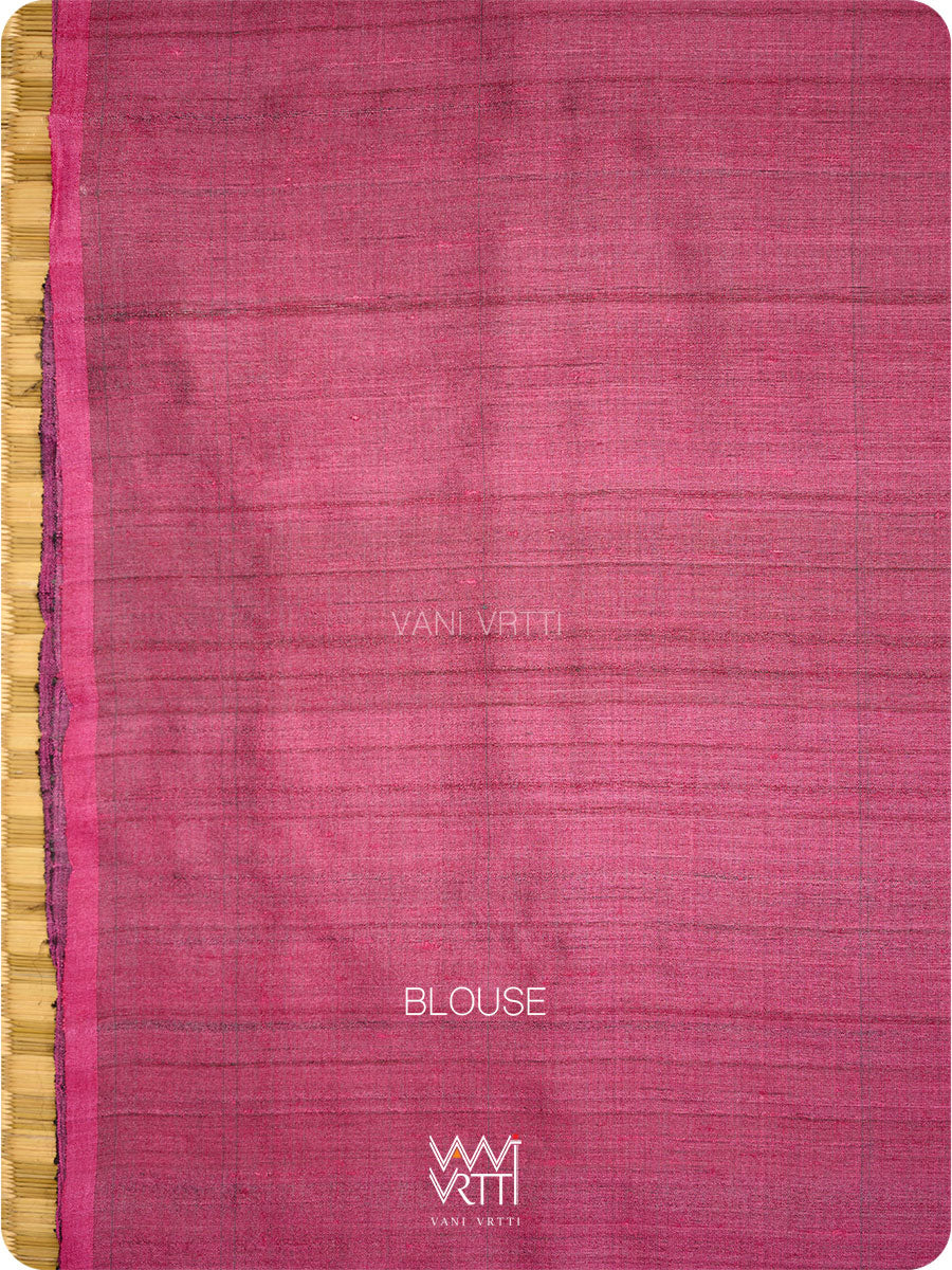 Black Small Manira Ikat Handspun Tussar Silk Saree
