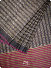 Black Small Manira Ikat Handspun Tussar Silk Saree