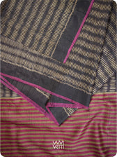 Black Small Manira Ikat Handspun Tussar Silk Saree
