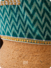 Emerald Green Tree Of Life Zardozi Cotton Ikat Blouse