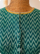Emerald Green Tree Of Life Zardozi Cotton Ikat Blouse