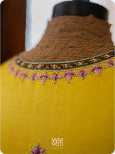 Yellow Lotus Parrot Hand Embroidery Tussar Silk Blouse