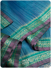 Peacock Blue Madhumalati Handspun Tussar Silk Saree