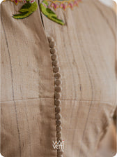 Off White Lotus Parrot Hand Embroidery Tussar Silk Blouse