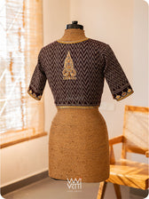 Coffee Brown Tree Of Life Zardozi Cotton Ikat Blouse