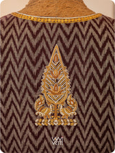 Coffee Brown Tree Of Life Zardozi Cotton Ikat Blouse
