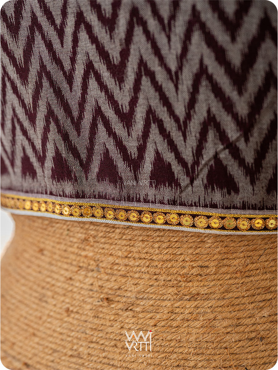 Coffee Brown Tree Of Life Zardozi Cotton Ikat Blouse