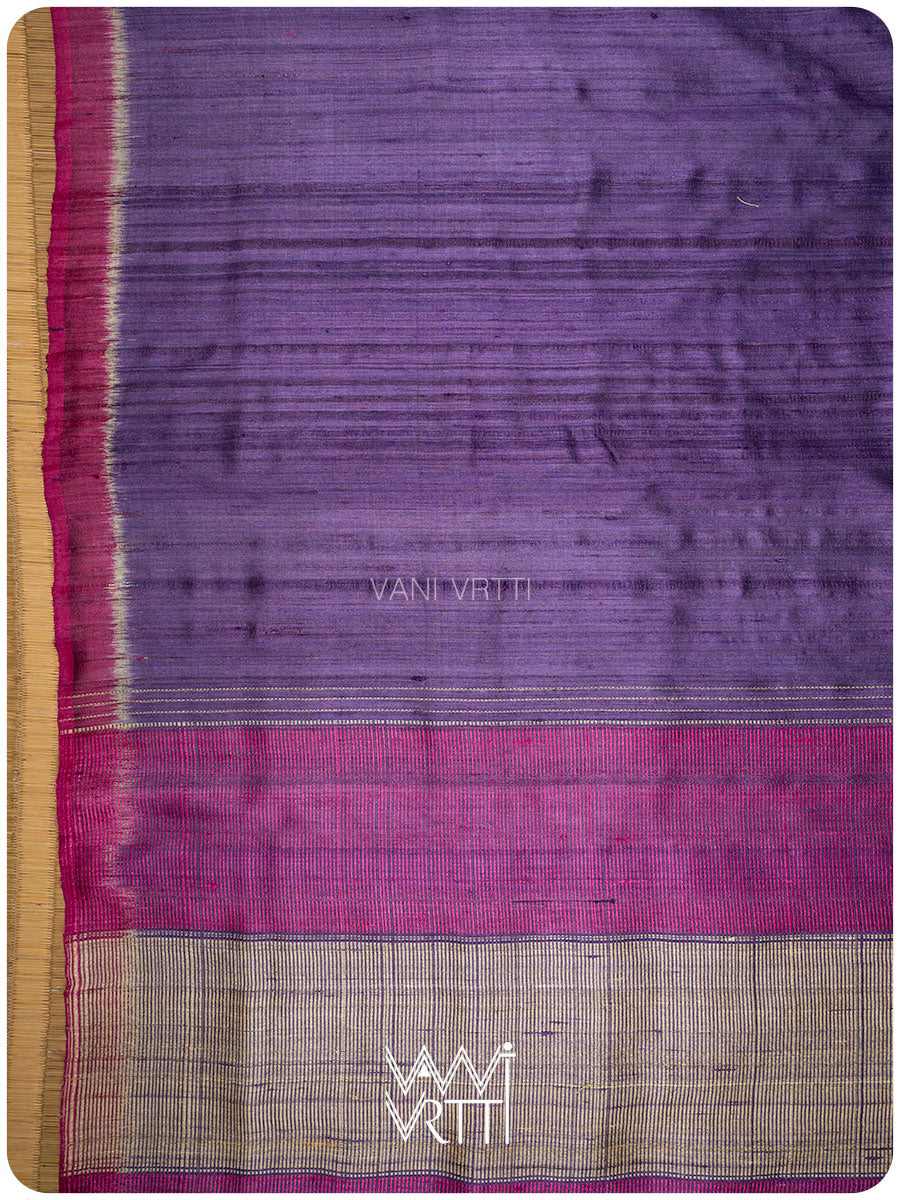 Purple Pink Bristi Handspun Tussar Silk Saree