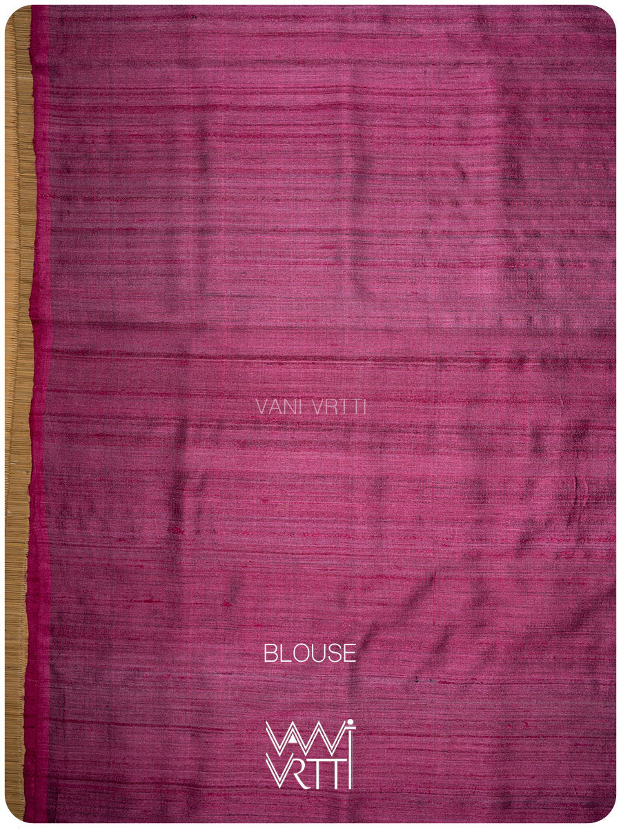 Purple Pink Bristi Handspun Tussar Silk Saree