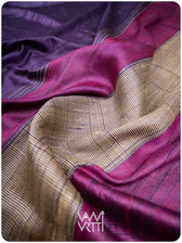 Purple Pink Bristi Handspun Tussar Silk Saree