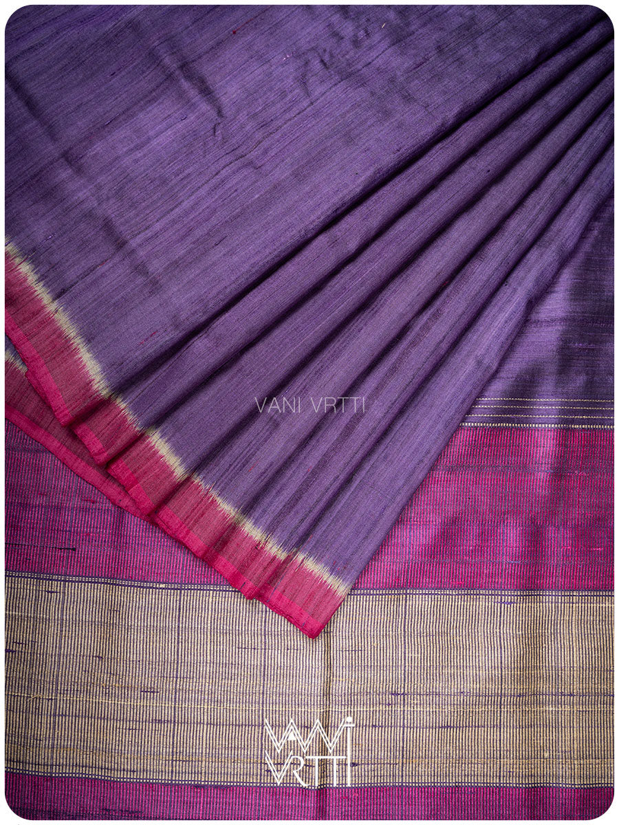 Purple Pink Bristi Handspun Tussar Silk Saree