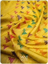 Lemon Yellow Deomali Kondha Handspun Tussar Silk Saree