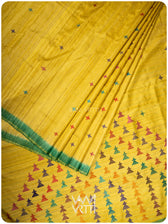 Lemon Yellow Deomali Kondha Handspun Tussar Silk Saree