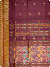 Deep Coffee Olive Green Nightingale Master Weave Exclusive Handspun Tussar Silk Saree