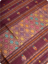 Deep Coffee Olive Green Nightingale Master Weave Exclusive Handspun Tussar Silk Saree