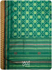 Emerald Green Nargis Ikat Handspun Tussar Silk Sari