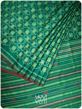 Emerald Green Nargis Ikat Handspun Tussar Silk Sari