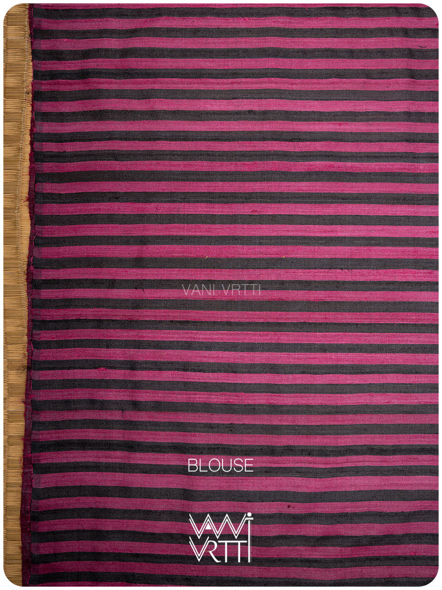 Slate Black Deomali Kondha Handspun Tussar Silk Sari