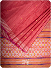 Tomato Red Matsya Kachhap Handspun Tussar Silk Saree