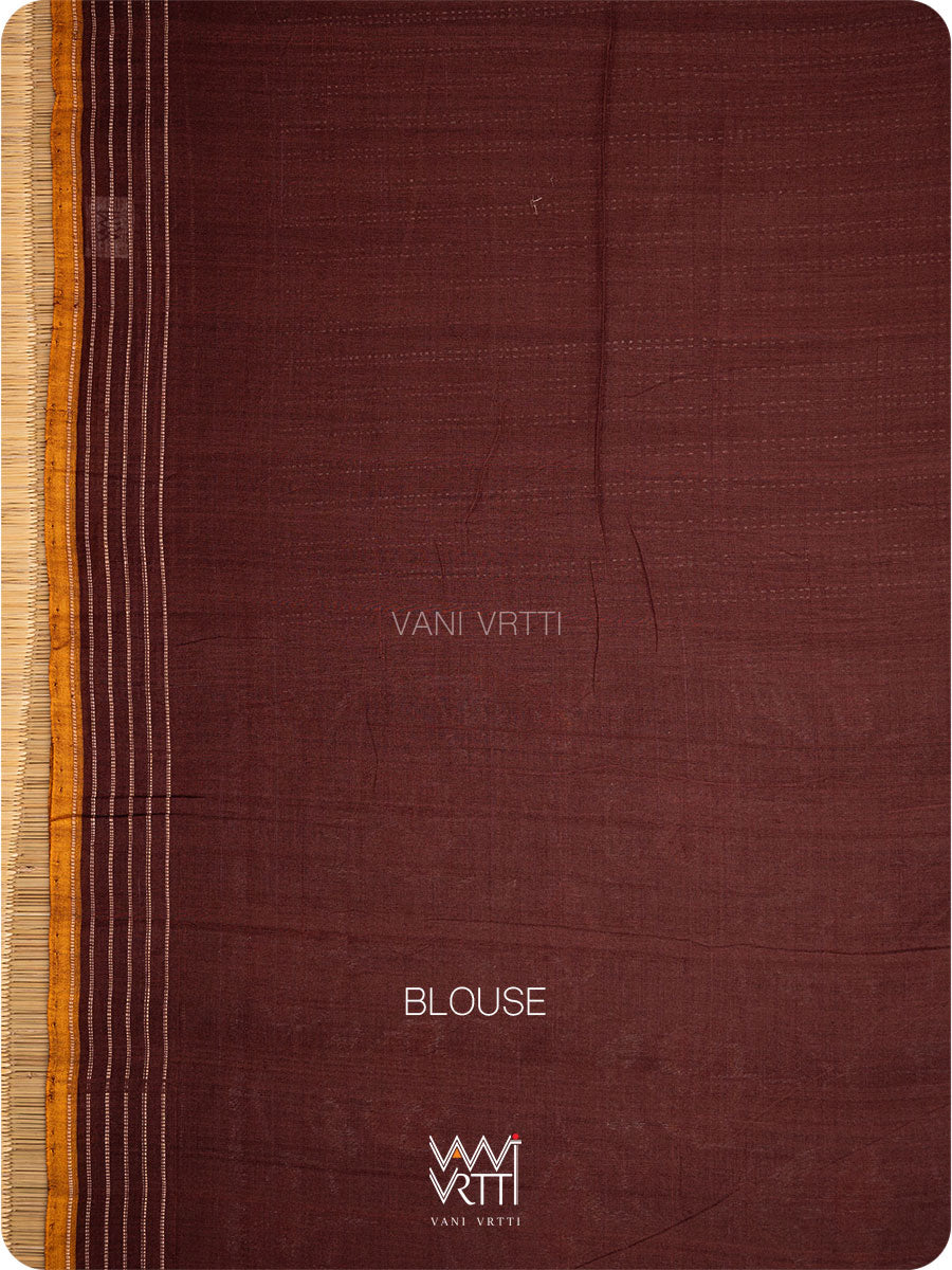 Coffee Laal Jaba Single Ikat Fine Cotton Saree