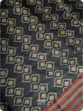 Black Santati Ikat Handspun Tussar Silk Saree