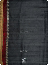 Black Santati Ikat Handspun Tussar Silk Saree