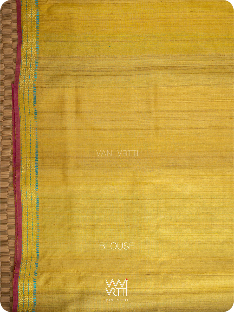 Light Teal Green Parijat Handspun Tussar Silk Saree