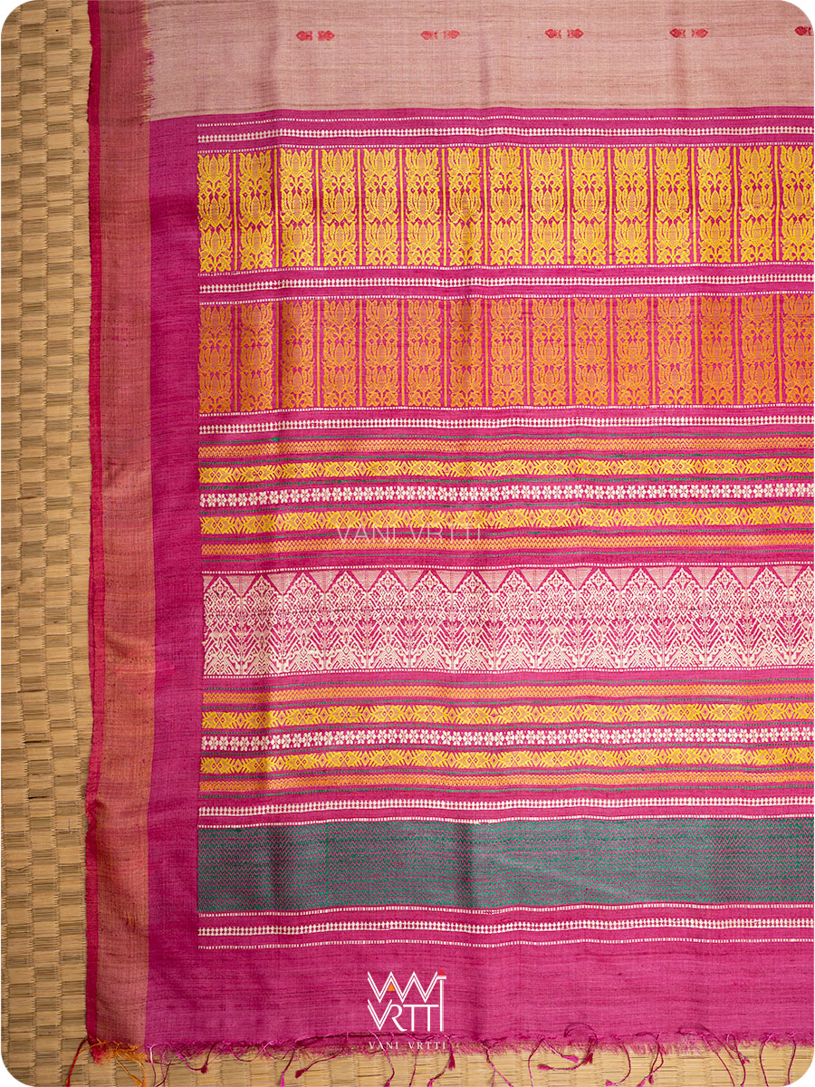 Peach Pink Ananta Handspun Tussar Silk Saree