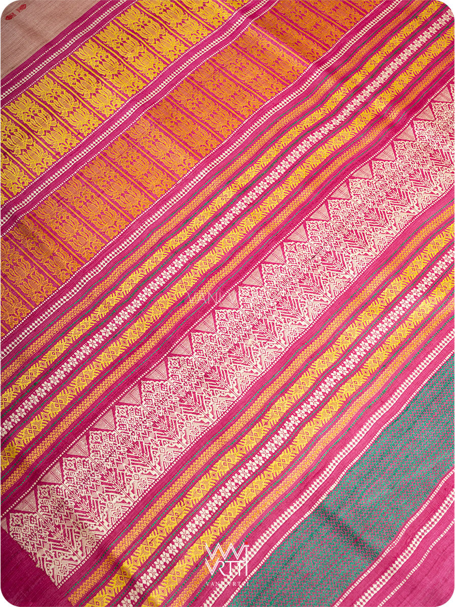 Peach Pink Ananta Handspun Tussar Silk Saree