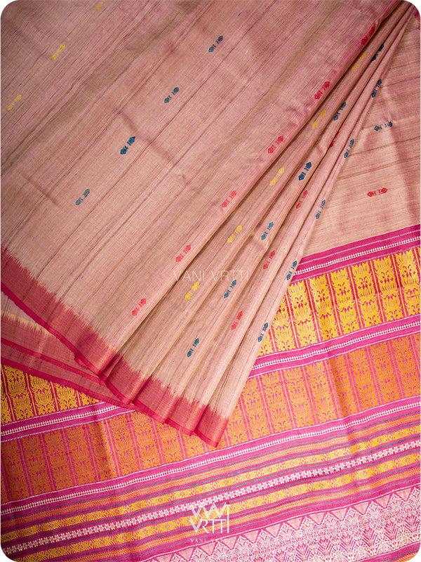 Peach Pink Ananta Handspun Tussar Silk Saree