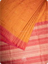 Orange Red Anjana Handspun Tussar Silk Saree