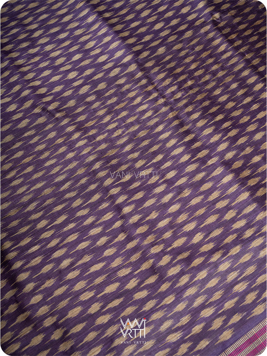 Deep Violet Kadamba Ikat Handspun Tussar Silk Saree