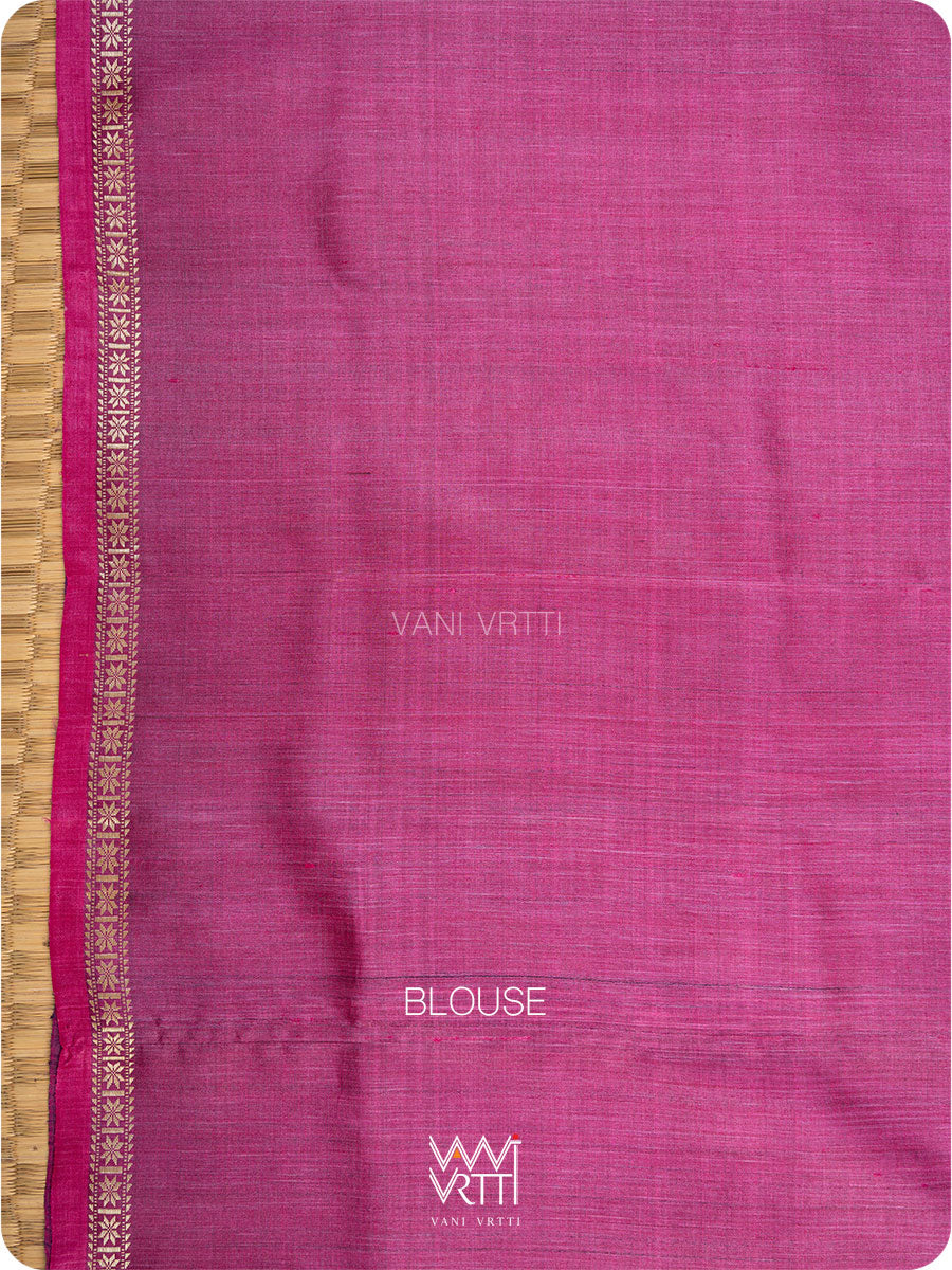 Deep Violet Kadamba Ikat Handspun Tussar Silk Saree