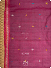 Blouse piece in deep pink tussar silk, matched to Konark saree