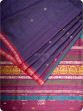 Deep purple handspun tussar silk Konark saree folded