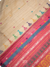 Body close-up of Airavata elephant buttis across handspun tussar silk