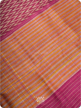 Burgundy Pink  Aziz ZigZag Ikat Handspun Tussar Silk Saree