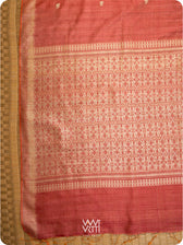 Coral Red Nabh Butterfly Handspun Tussar Silk Saree