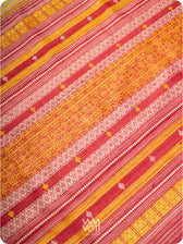 Off White Yellow Checks Kolam Red Exclusive Handspun Tussar Silk Saree