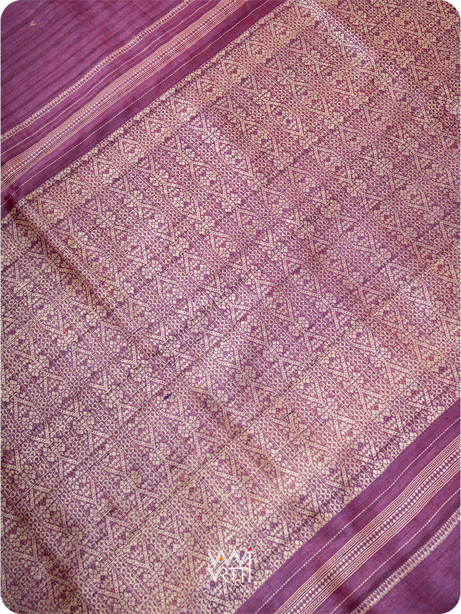 Purple Pink Madhumalati Handspun Tussar Silk Sari