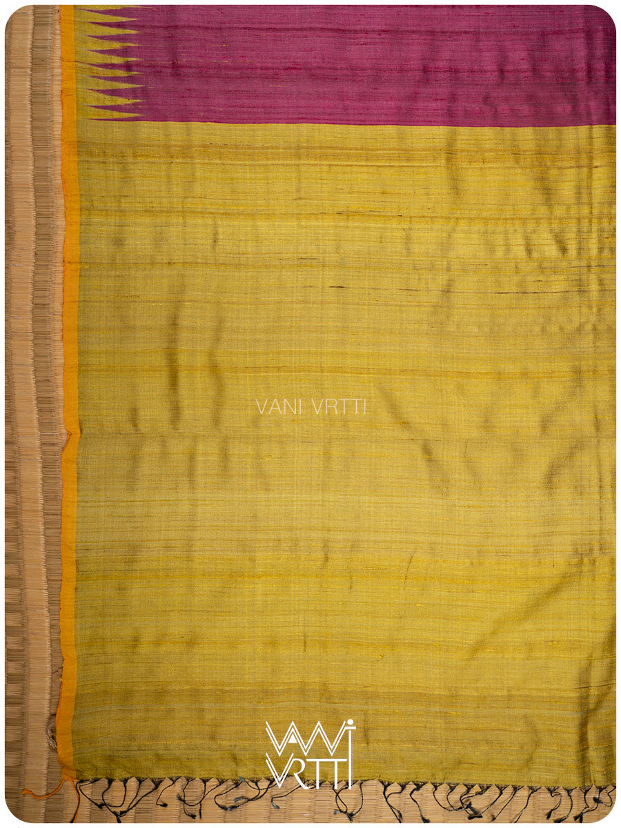 Wine Pink Antara Handspun Tussar Silk Saree