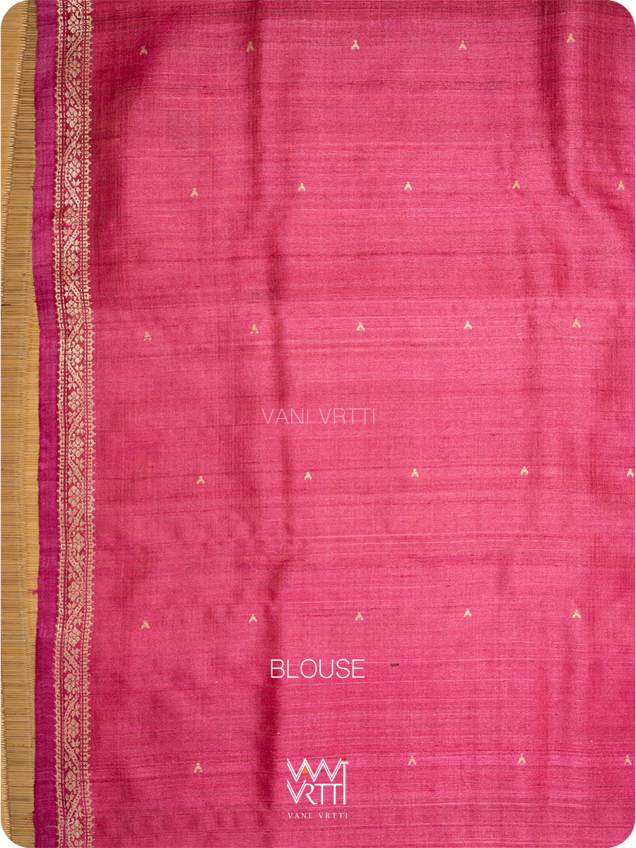 Purple Pink Madhumalati Handspun Tussar Silk Sari