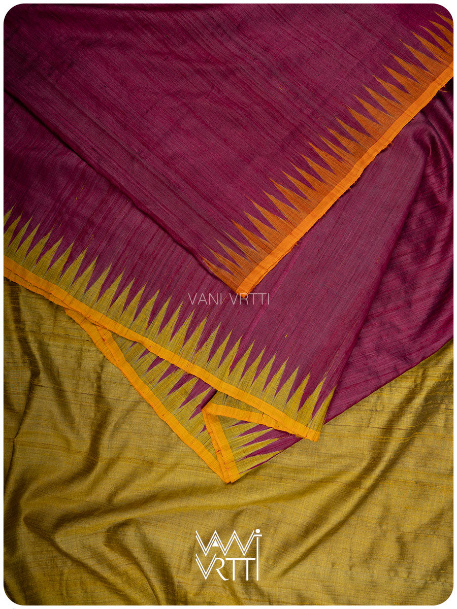 Wine Pink Antara Handspun Tussar Silk Saree