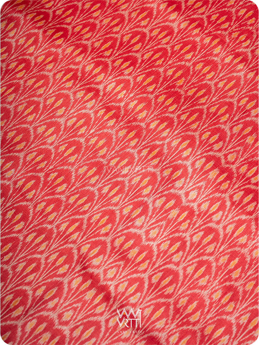 Red Iris Ikat Handspun Tussar Silk Saree