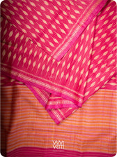 Magenta Pink Kadamba Ikat Handspun Tussar Silk Saree