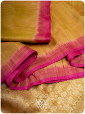Mustard Yellow Nabh Butterfly Handspun Tussar Silk Saree