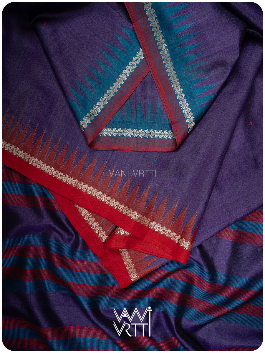 Deep Baingani Kondha Handspun Tussar Silk Sari